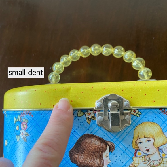 Mary Engelbreit Tin Sewing Box Beaded Handle Latch Box caddy crafts Love & Skill - Picture 8 of 9